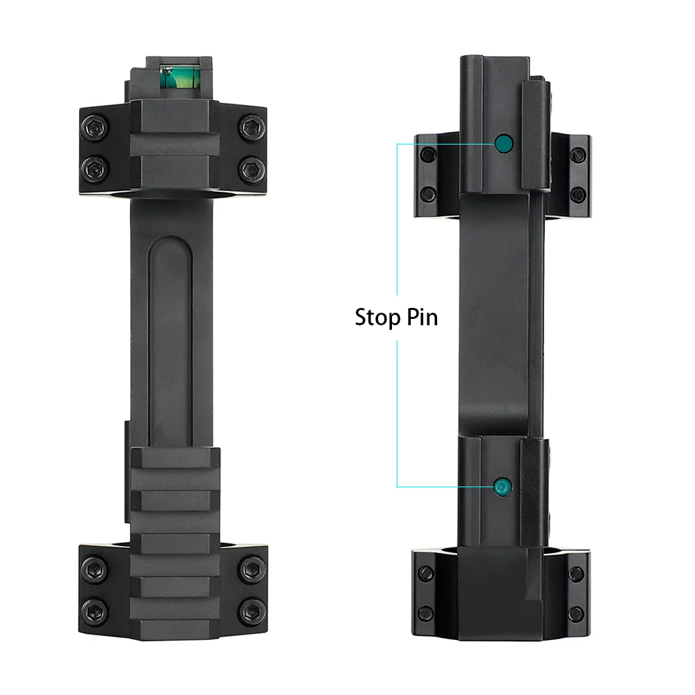 ohhunt® 11mm Dovetail Rifle Scope Rings 25.4mm 30mm One Piece Cantilever Mount Top Picatinny Rail with Stop Pin and Bubble Level - High Profile
