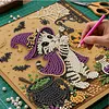 Kit de peinture de perles maison pour chaton d&rsquo;Halloween avec cadre 20x20 cm
