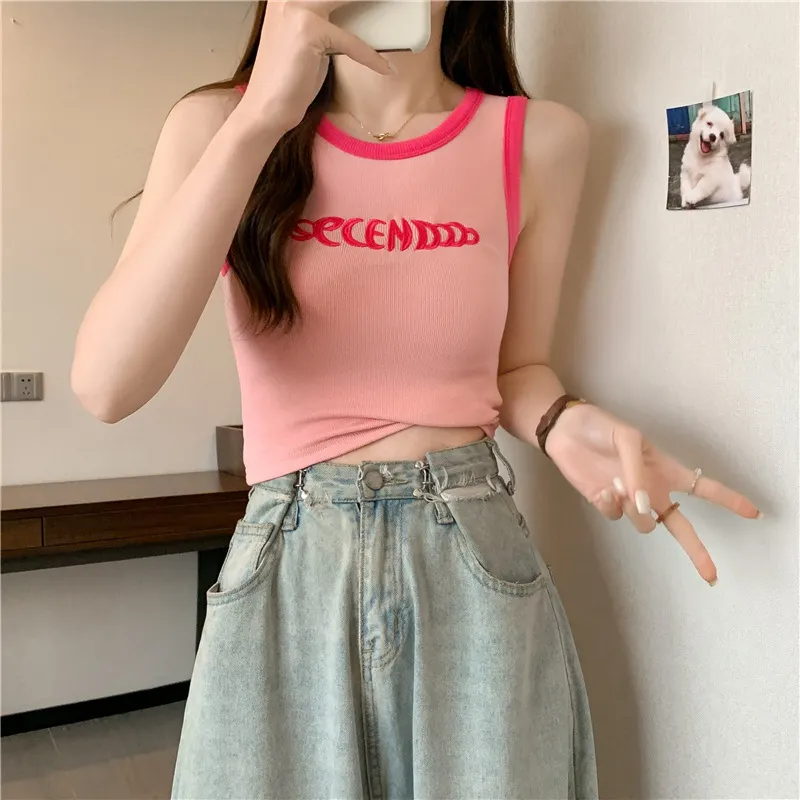 Brownm Brownm Vest Female Inside The 2024 Summer Short Crop Foreign Style Slim Hot Girls Wearing Sleeveless Student Jacket Tide