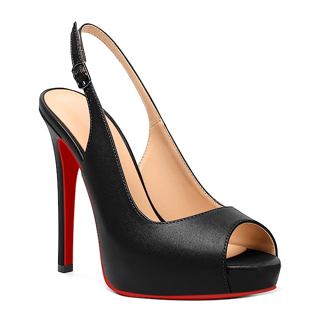 120mm Strap Slingback Sandals Peep Toe Platform Stilettos Red Bottom Matte Heels-vocosishoes