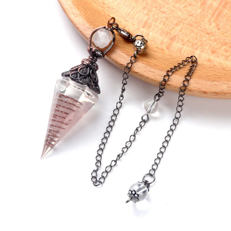 Natural Gemstone Pendulum, Aventurine Amethyst Pendulum, Divination, Dowsing, Meditation, Third Eye Chakra, Intuition Jewelry