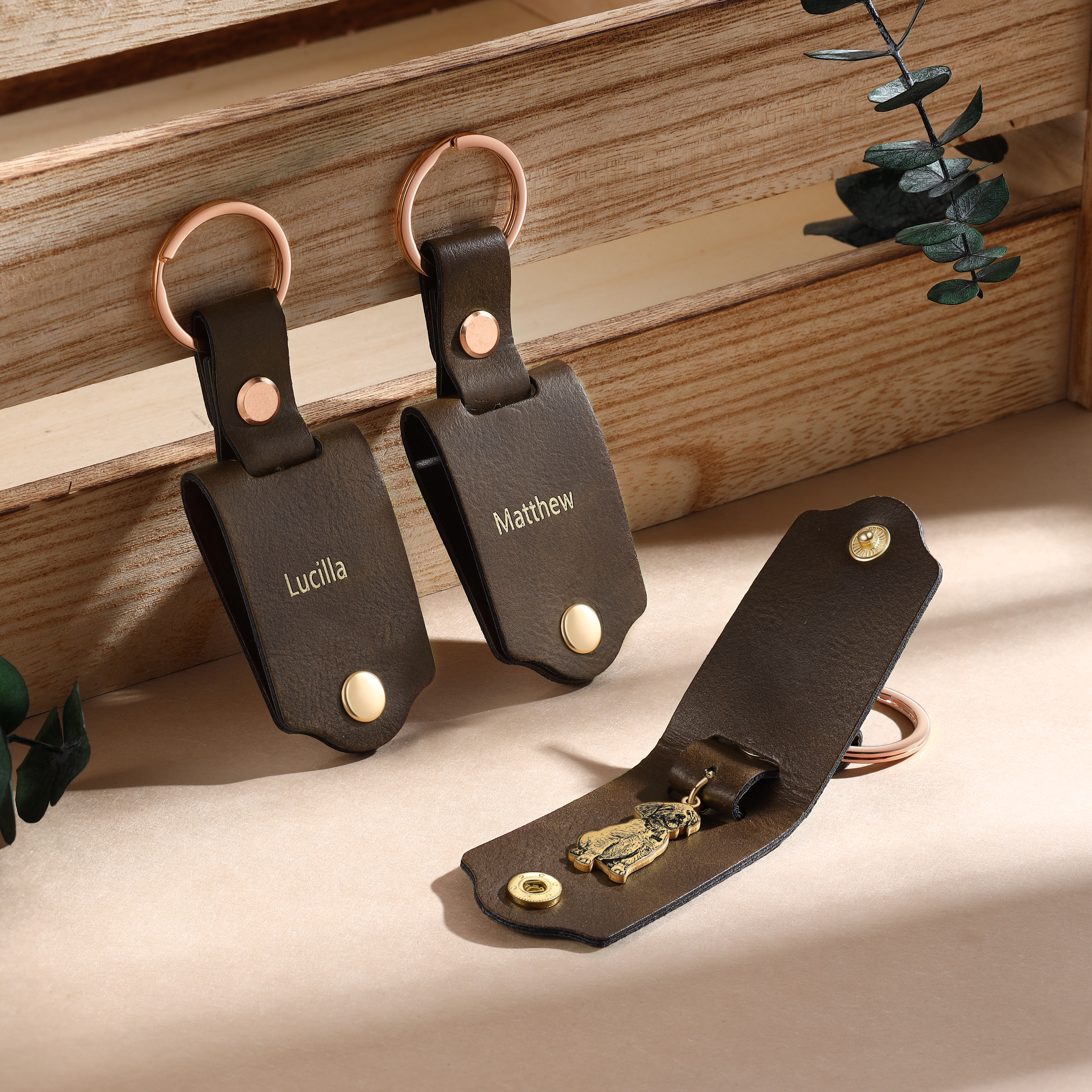 Personalised Photo & Name Pet Keychain Custom Leather Dog Cat Keychain Gifts for Him/Her-Jessemade AU