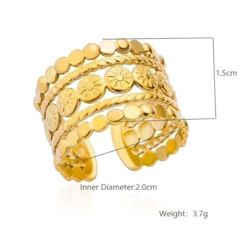 2 Pieces Vintage Style Exaggerated Minimalist Solid Color Stainless Steel Metal 18k Gold Plated Open Rings2