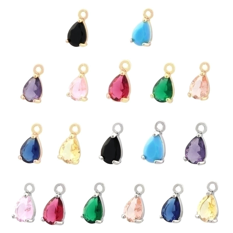 Minimalist Water Droplets Copper Plating Inlay Zircon 18k Gold Plated Charms