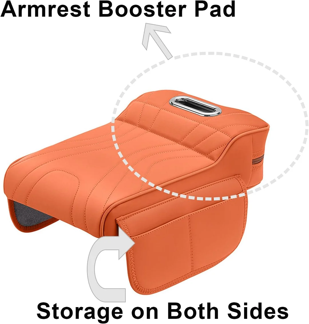 Memory Foam Car Armrest,Vehicle Armrest Box,Car Armrest Storage Cover,Arm Rest Cushion Booster Pad Center Console Cover (Orange)