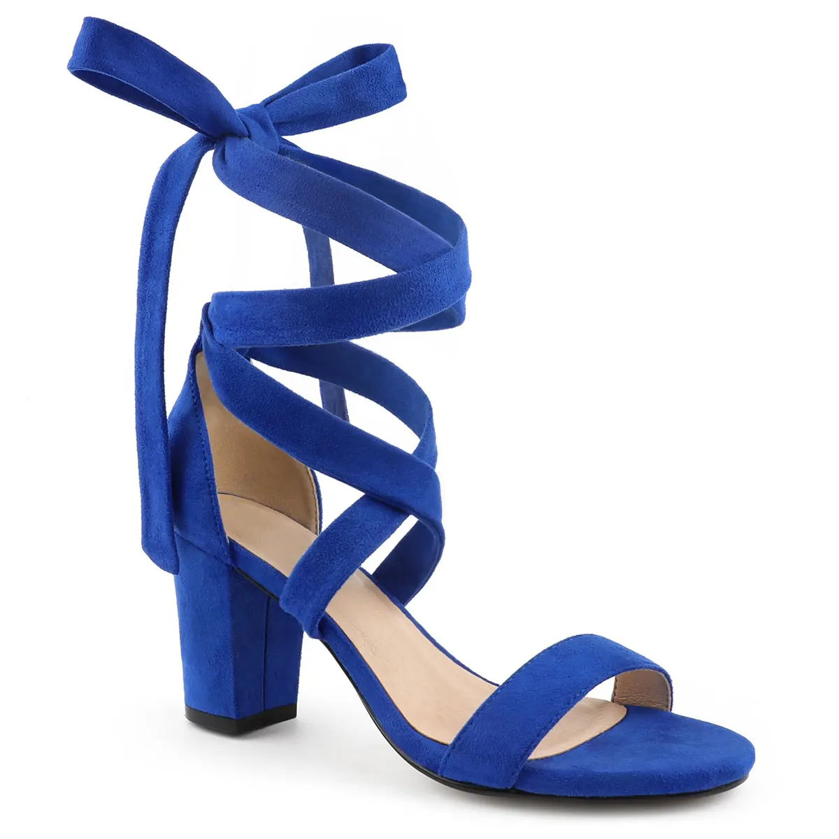 80mm Women's Lace Up Heels Chunky Block Heel Strappy Sandals-vocosishoes