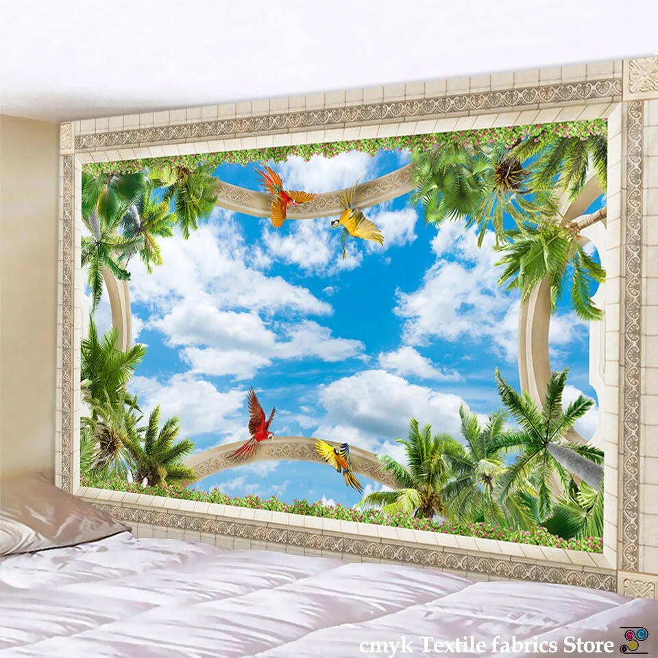 Beautiful Ancient Architecture Print Wall Hippie Tapestry Polyester Fabric Home Decor Wall Rug Carpets Hanging Big Couch Blanket