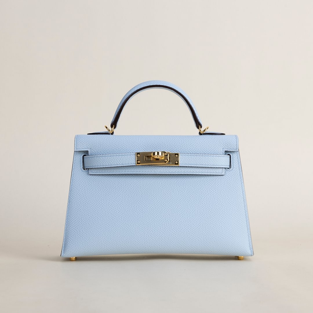 Mini Kelly II Epsom T0 Bleu Brume GHW