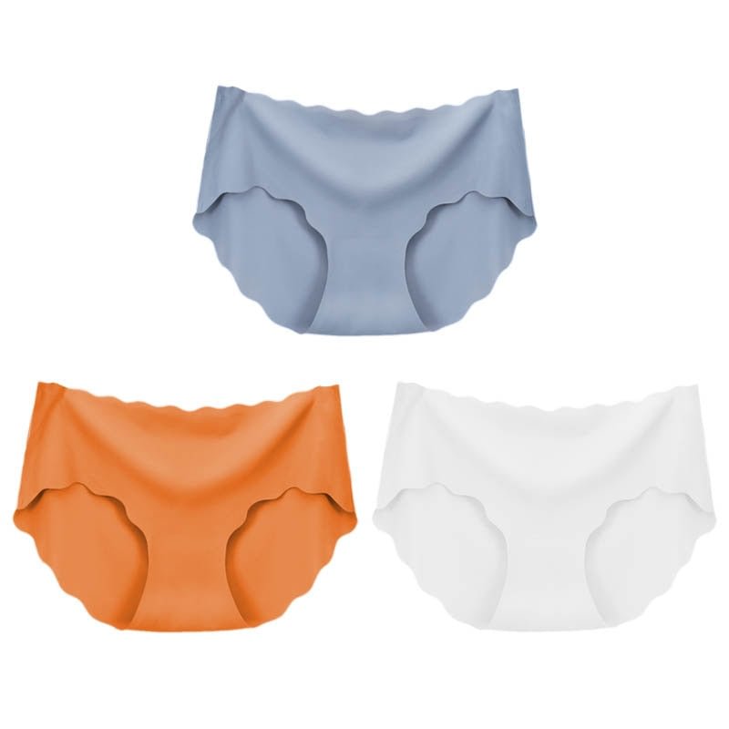 3Pcs/Set Seamless Underwear Silk Women Solid Panties Lingerie Invisible Intimates Sexy Comfortable Female Underpants Briefs