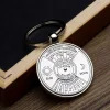 Vintage 50 Years Perpetual Calendar Keychain Sun Moon Compass Keychain Metal Compass Keychain Pendant