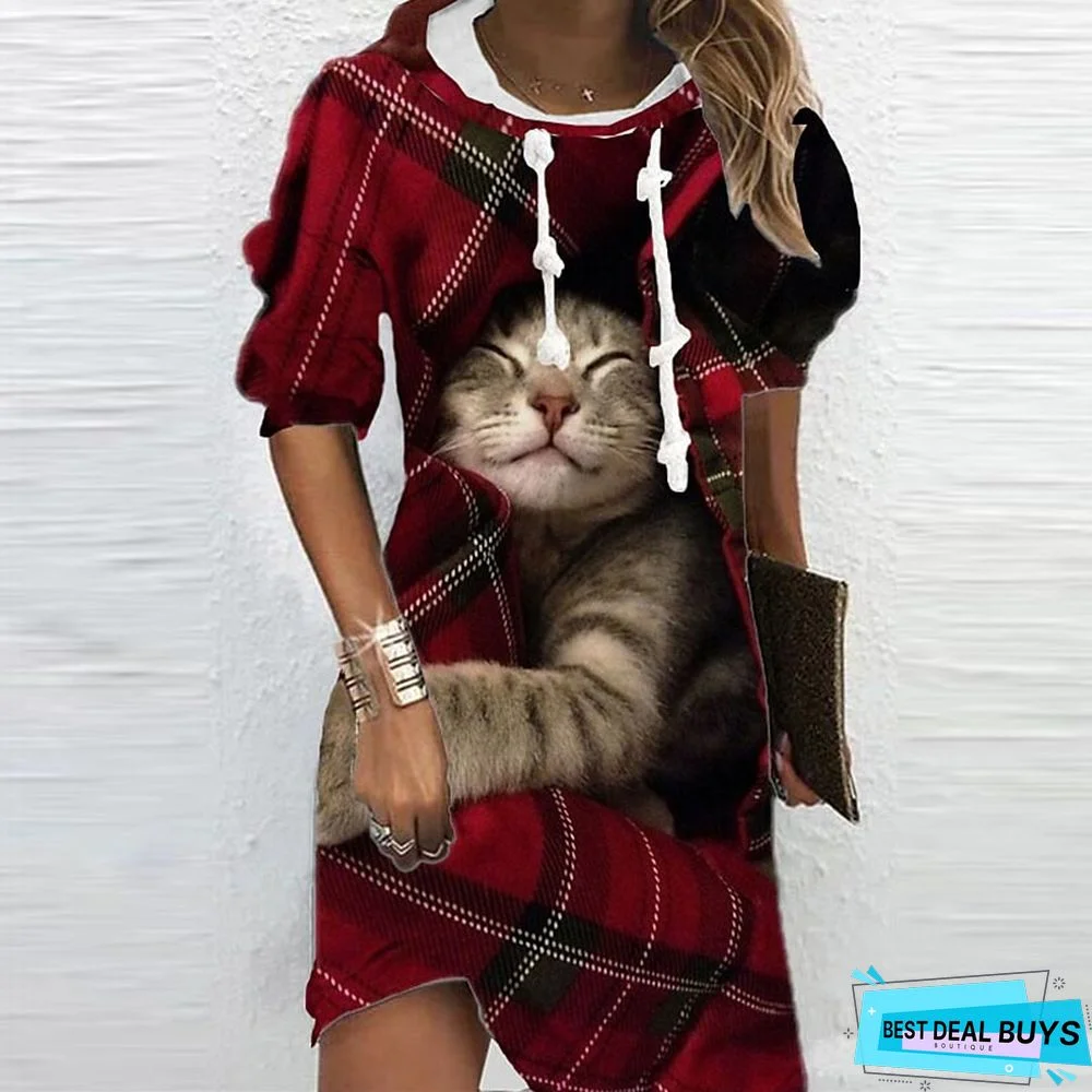 Women&lsquo;s Hoodie Dress Winter Dress Sweatshirt Dress Winter Dress  Green Blue Purple Long Sleeve Floral Print Winter Fall Hooded Vacation Casual Fall Dress 2022 S M L XL XXL 3XL