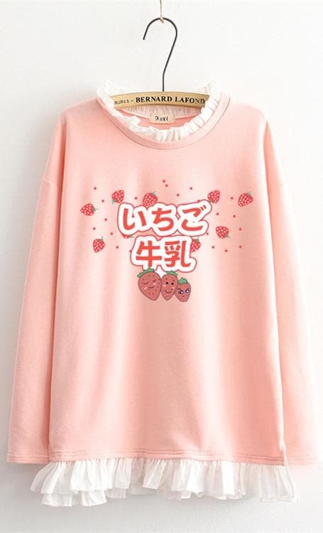 Milky Strawberry Lace Pink Jumper SP166140
