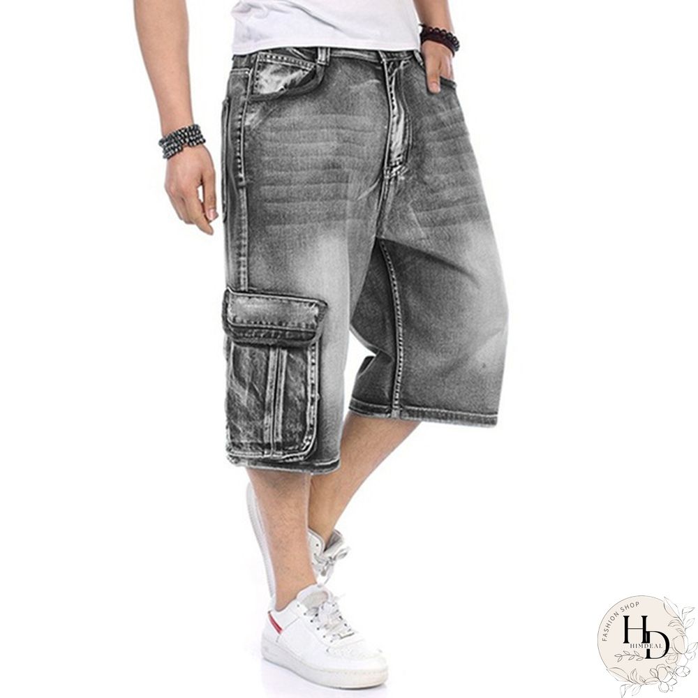 Plus Size S-5XL Men's Fashion Shorts Cargo Jeans Denim Shorts Casual Loose Style Waist Jean Shorts Size