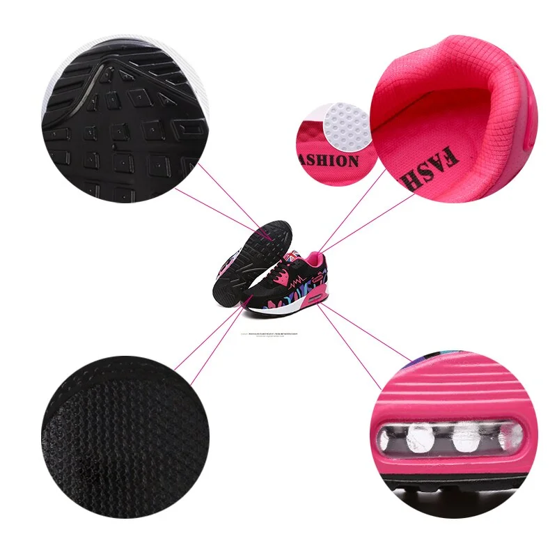 Women Running Sneakers Lace-up Air Cushion Breathable Mesh Sport Shoes Ladies Gym Sneakers Basketball Trainers Shoes Woman