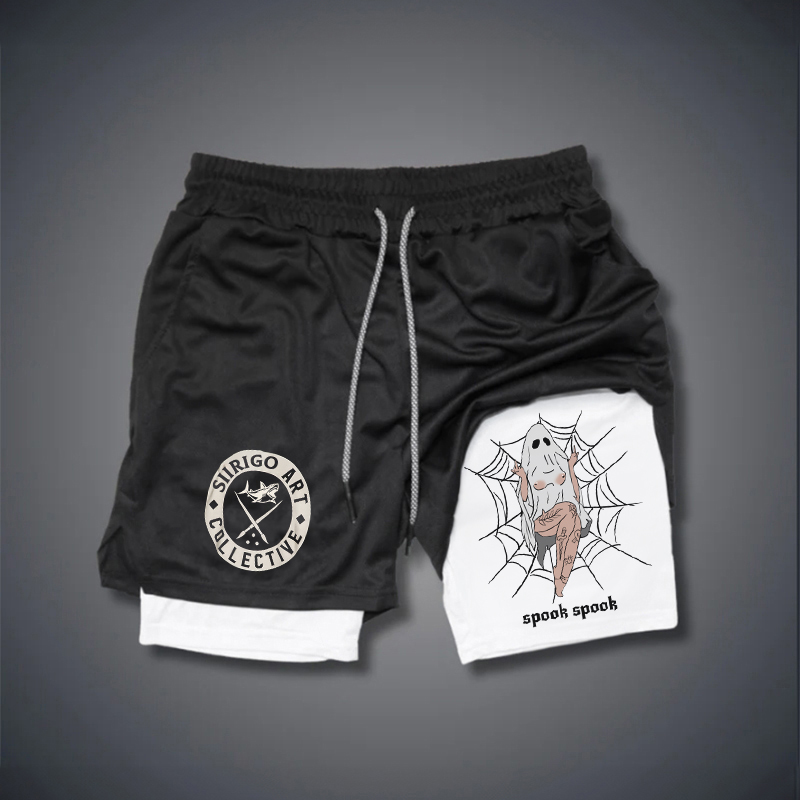 SPOOK SPOOK Graphic Print GYM PERFORMANCE SHORTS