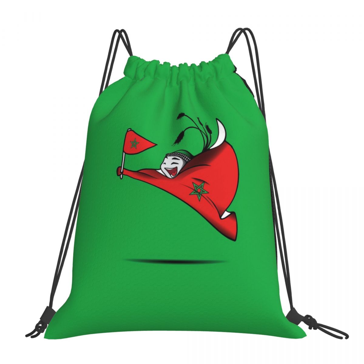 Morocco World Cup 2022 Mascot Drawstring Bags for School Gym