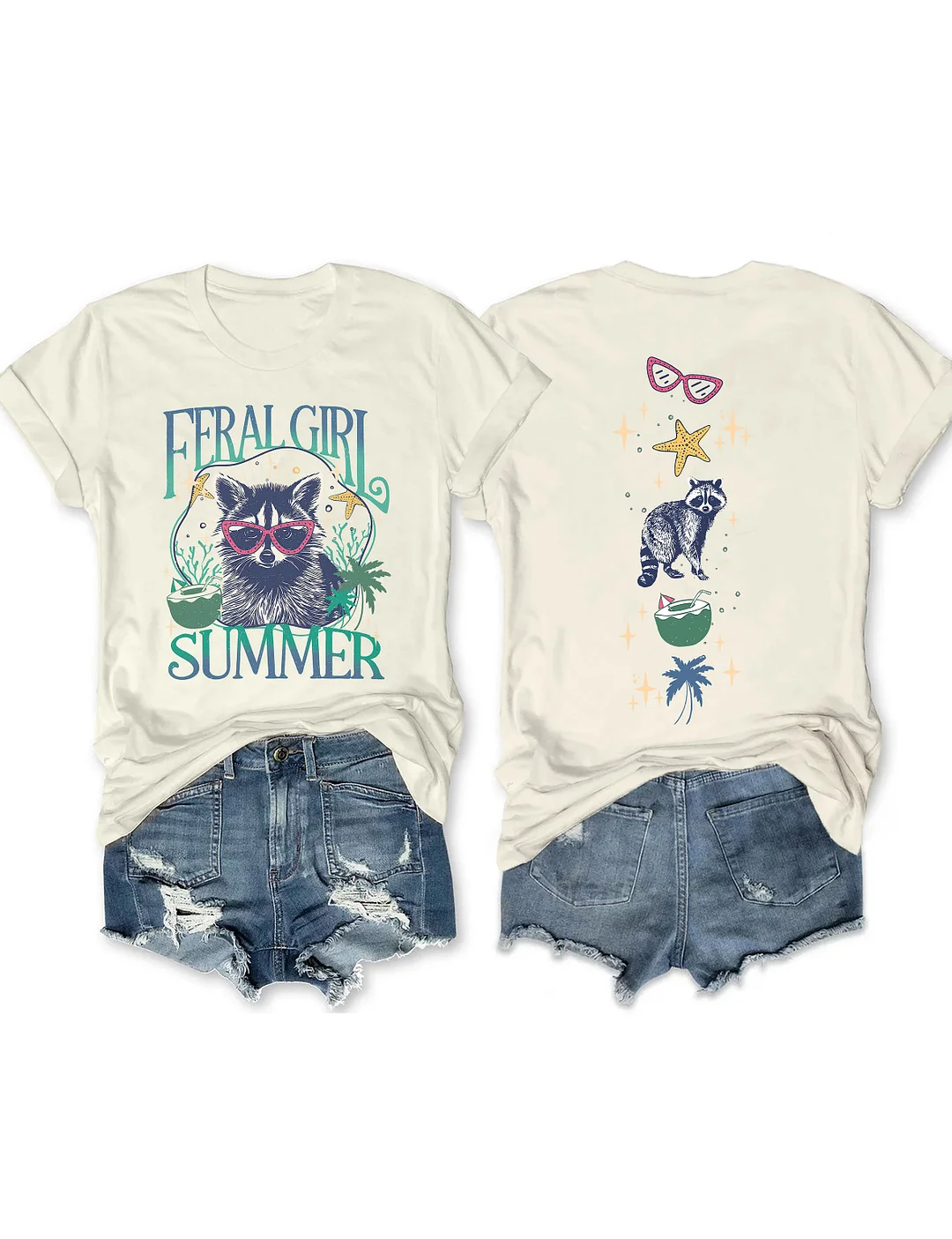 Feral Girl Summer Raccoon T-Shirt