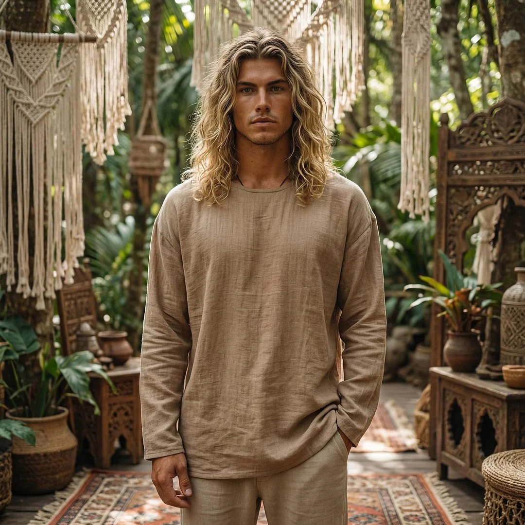 Men's Forest Series Bohemian Linen Top-inspireuse