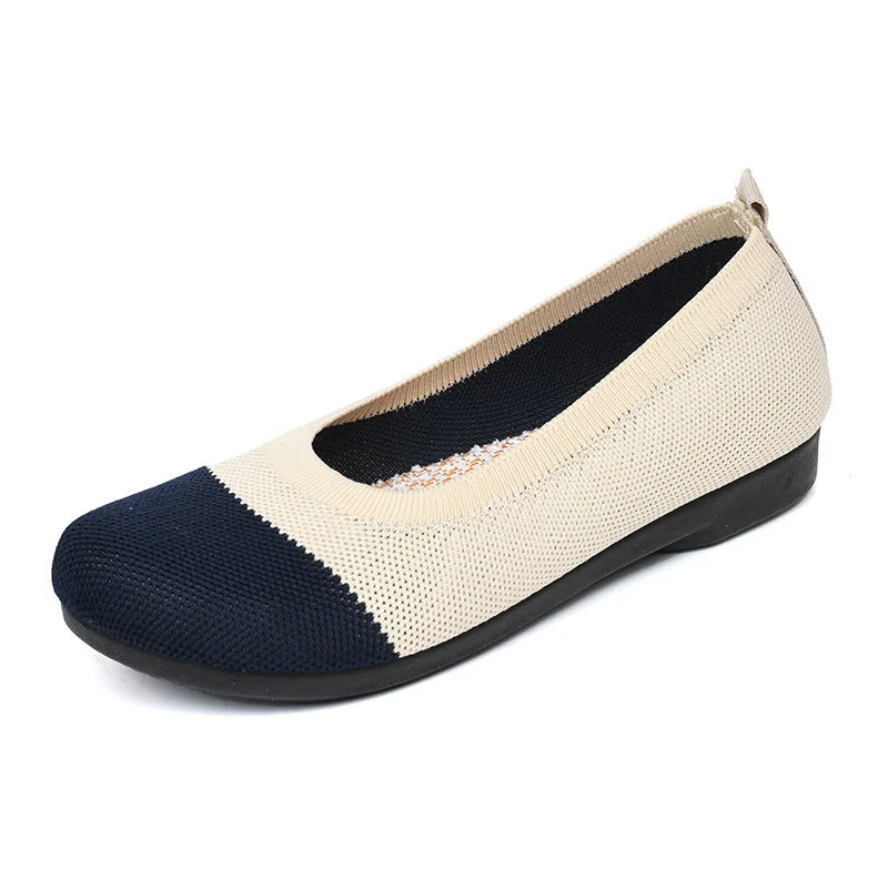Women's Weaving Breathable Wide Anti-Slip Walking Casual Elderly Flats Loafers Shoes