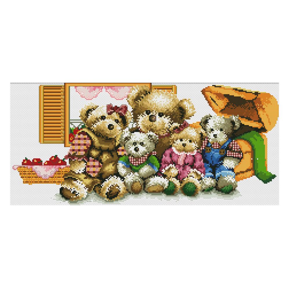 

Little Bear Family - 11CT Stamped Cross Stitch - 63*33cm, 501 Original