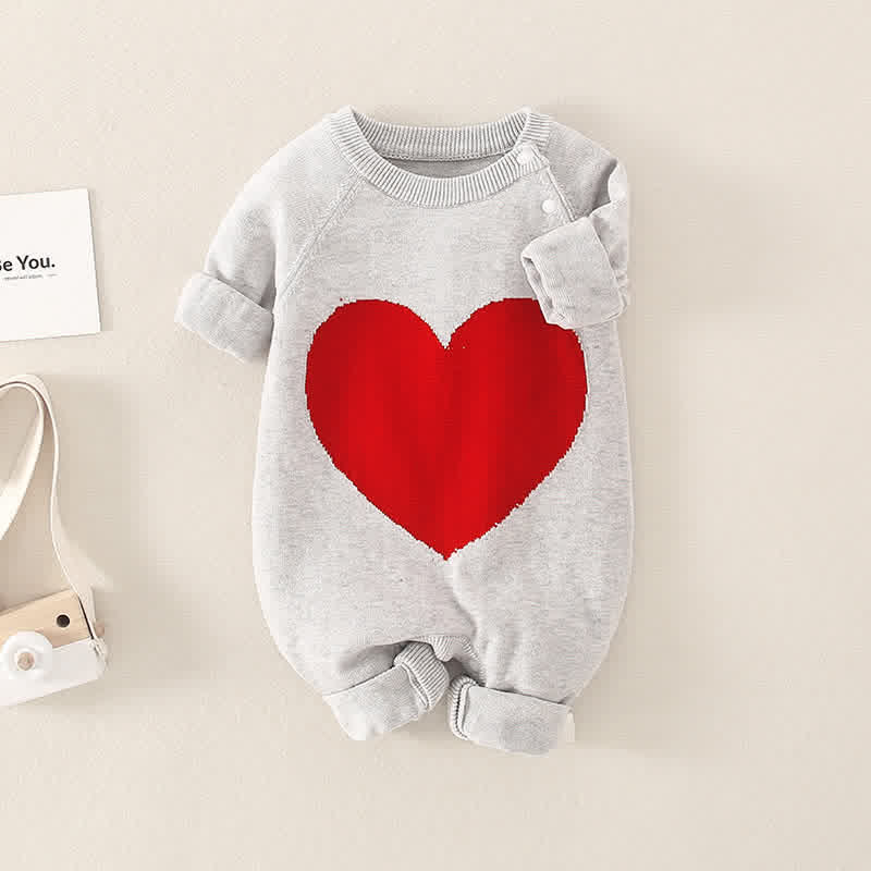 Mini Hearts Baby Romper - Gray main image 1