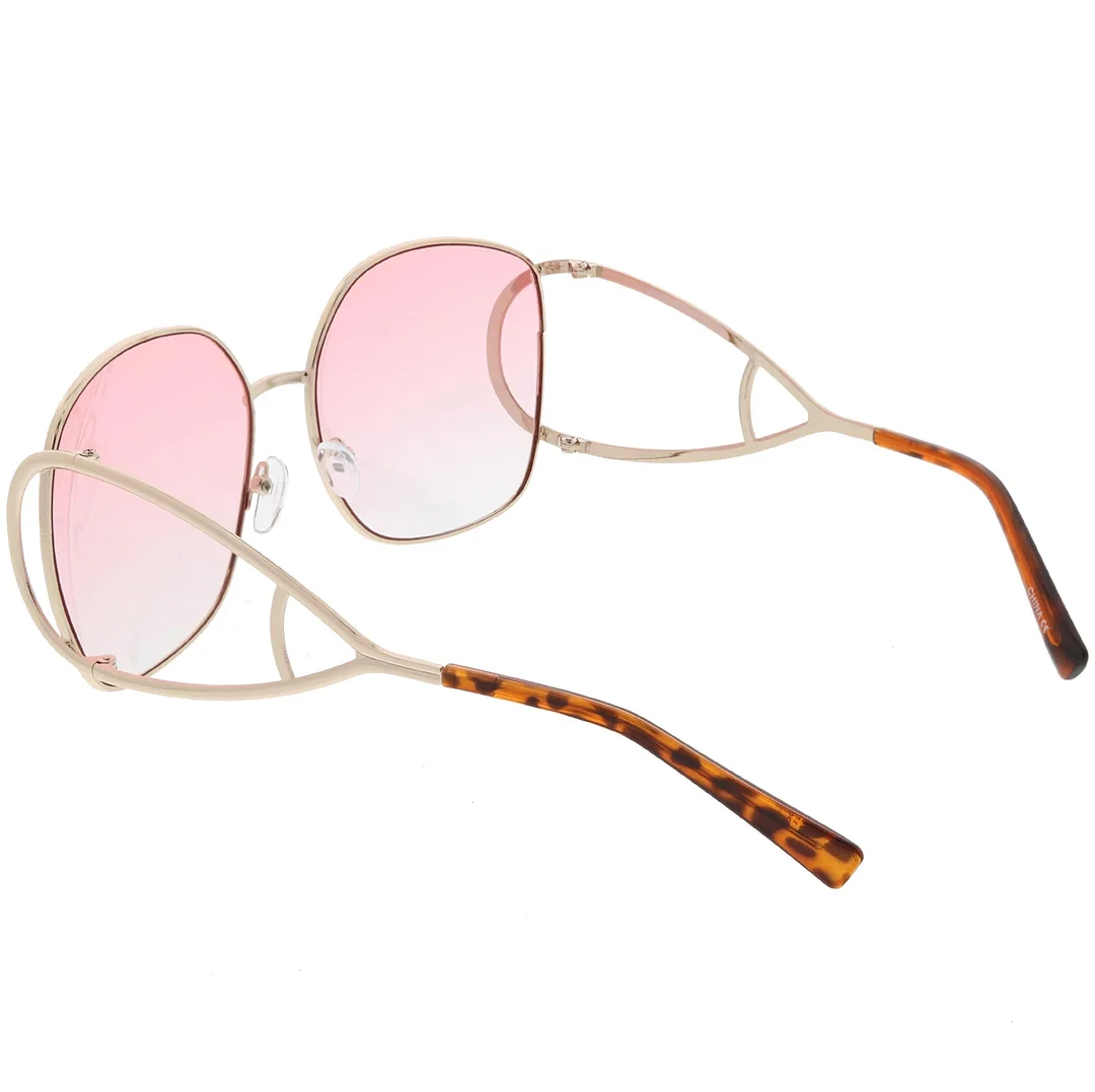 Women's Open Metal Arms Oversize glasses Square Colored Lens 65mm