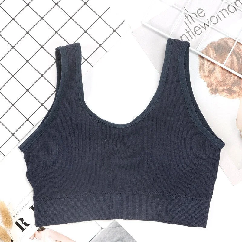 Women Tank Crop Top Bralette Top Seamless Underwear Female Crop Top Sexy Lingerie Cropped Cami Removable Cups Padded Camisole