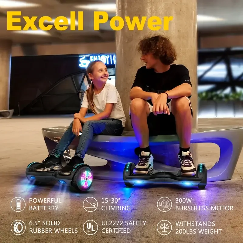   6 5 hoverboard offroad all terrain flash wheel self balancing   with led lights certified best gift black and grey details 0