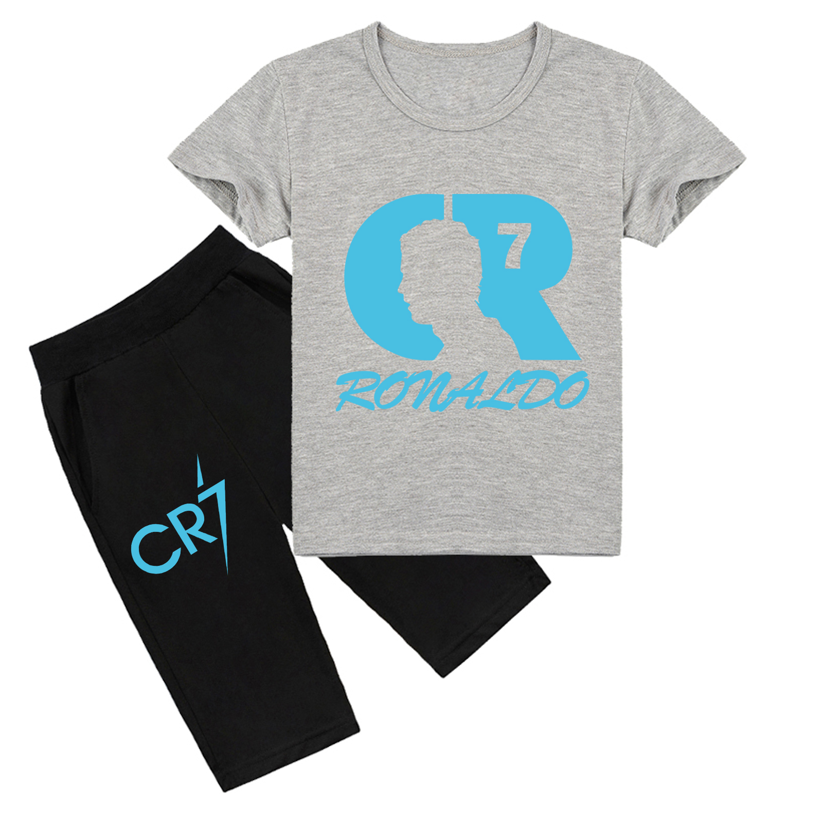 Mayoulove Cristiano Ronaldo Boys'  Girls' Shorts Set - Stylish, Comfortable, Trending Sportswear for Young Fans-Mayoulove