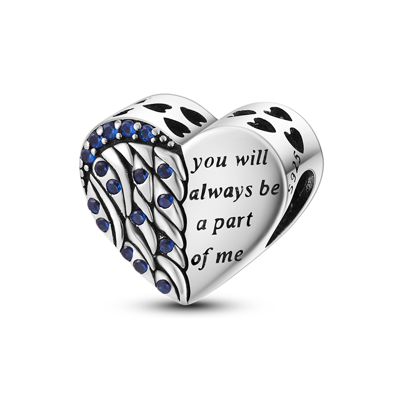Sterling Silver Amulet Heart Pendant Charm fit Charm Bracelet & Bangles DIY Jewelry Making KTC311