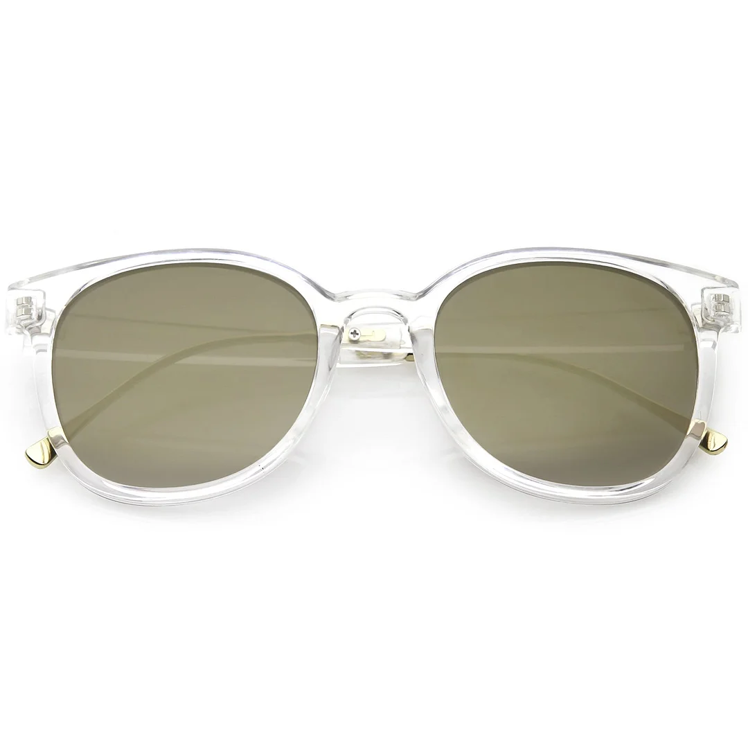 Modern Translucent Horn Rimmed glasses with Round Mirrored Lens 52mm