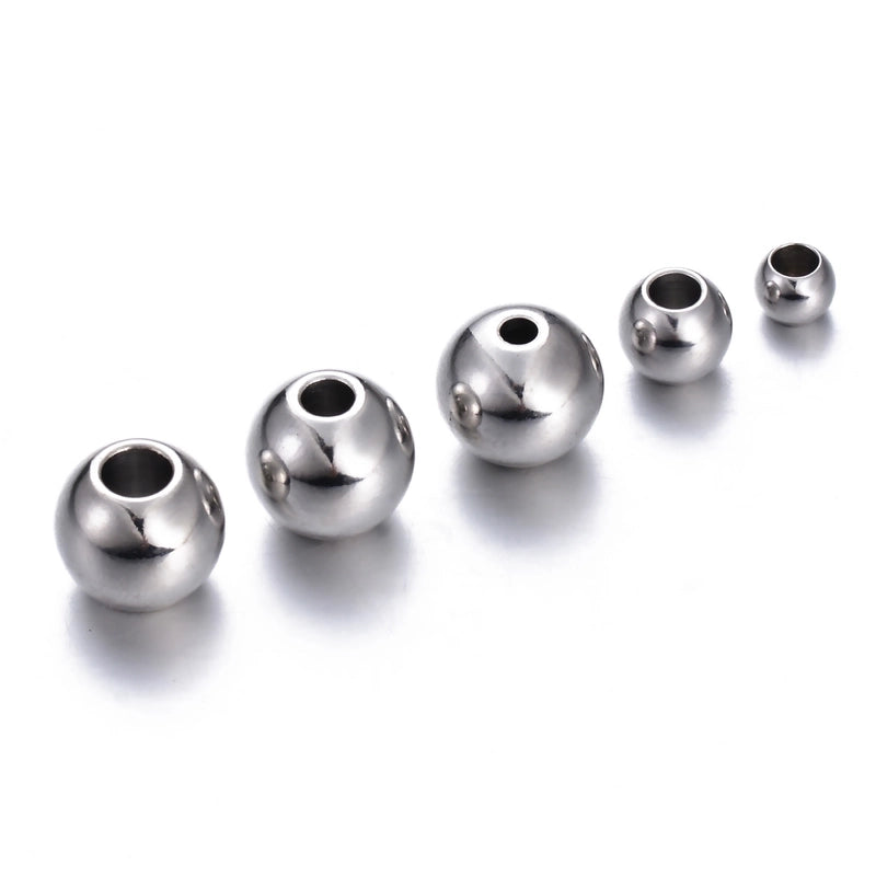 50 PCS/Package 304 Stainless Steel Solid Color Beads