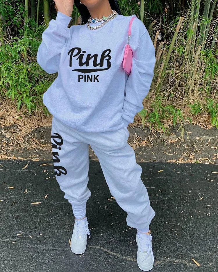 Letter Print Leisure Sports Suit