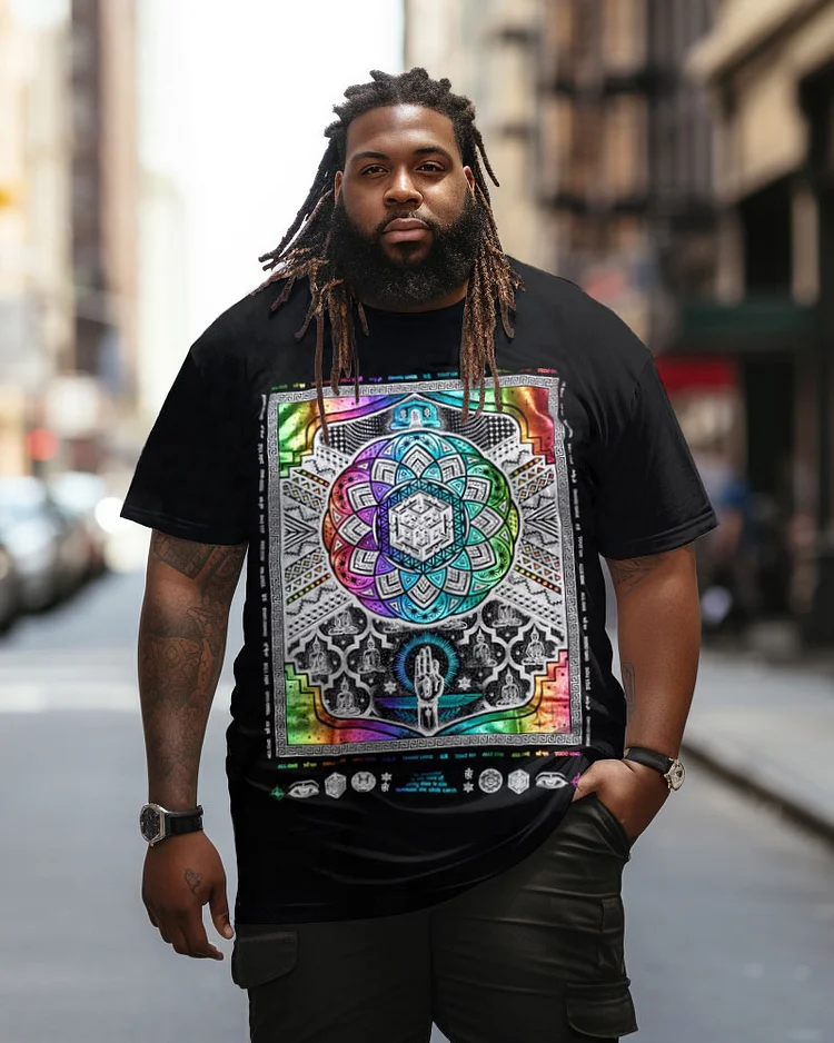 Men's Plus Size Culture Music Festival Hip Hop Round Neck Short Sleeve T-Shirt