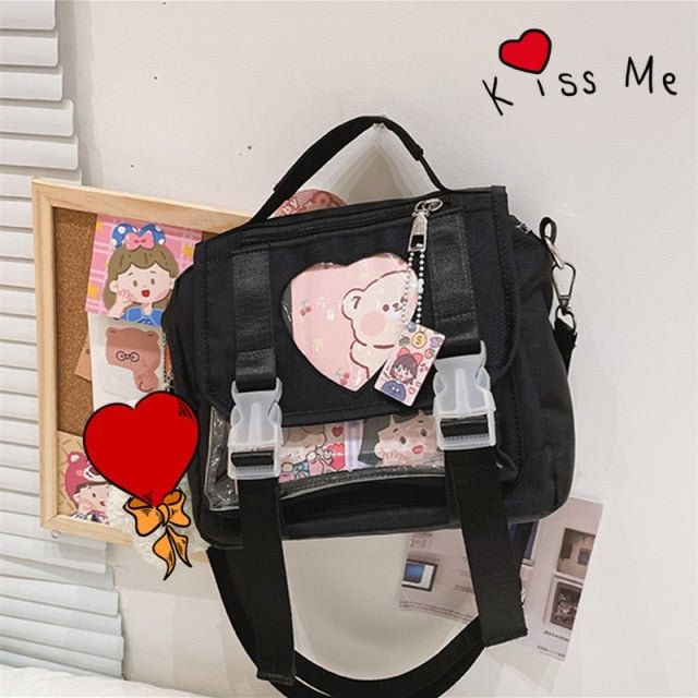 Harajuku Kawaii Backpack With Clear Pocket BE055