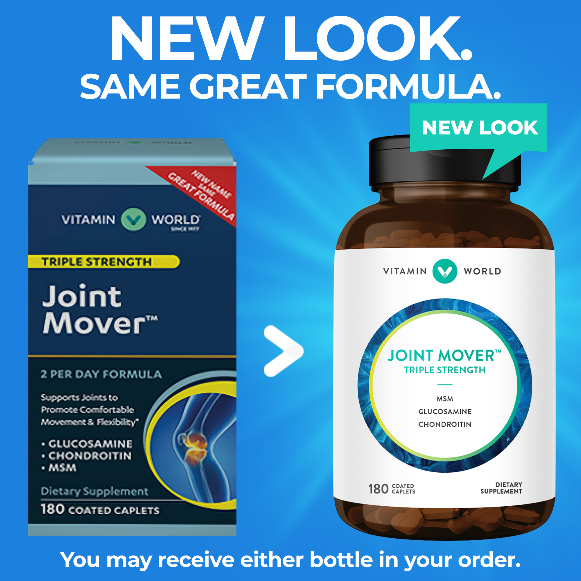 Vitamin World Triple Strength Joint Mover Joint Support Nutritional  Supplement Feat. Glucosamine, msm, Chondroitin to Support Joint Comfort and  Flexibility, 90 Caplet Importado em Promoção na Americanas