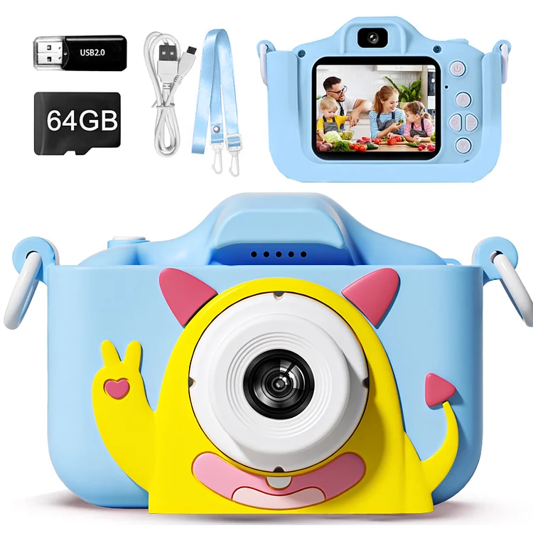 Kids Camera for Boys Girls, 1080P HD Toddler Digital Selfie Camera with Cute Protective Cover, Christmas Birthday Gifts Toys for 3 4 5 6 7 8 9 10 11 12 Years Old Little Girls and Boys