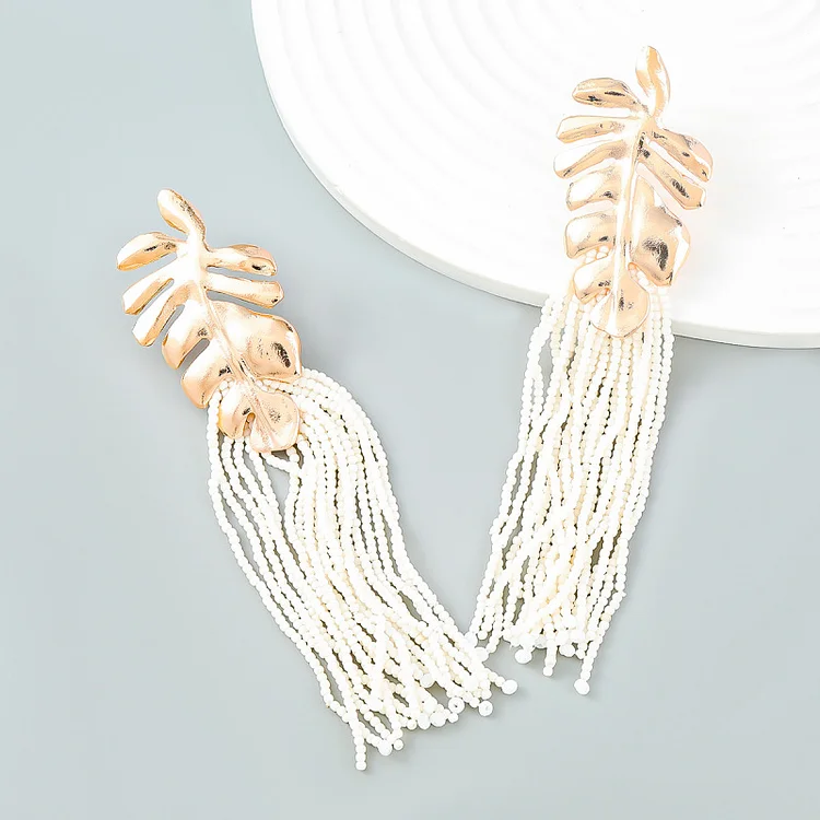 Leaf Tassel Earrings