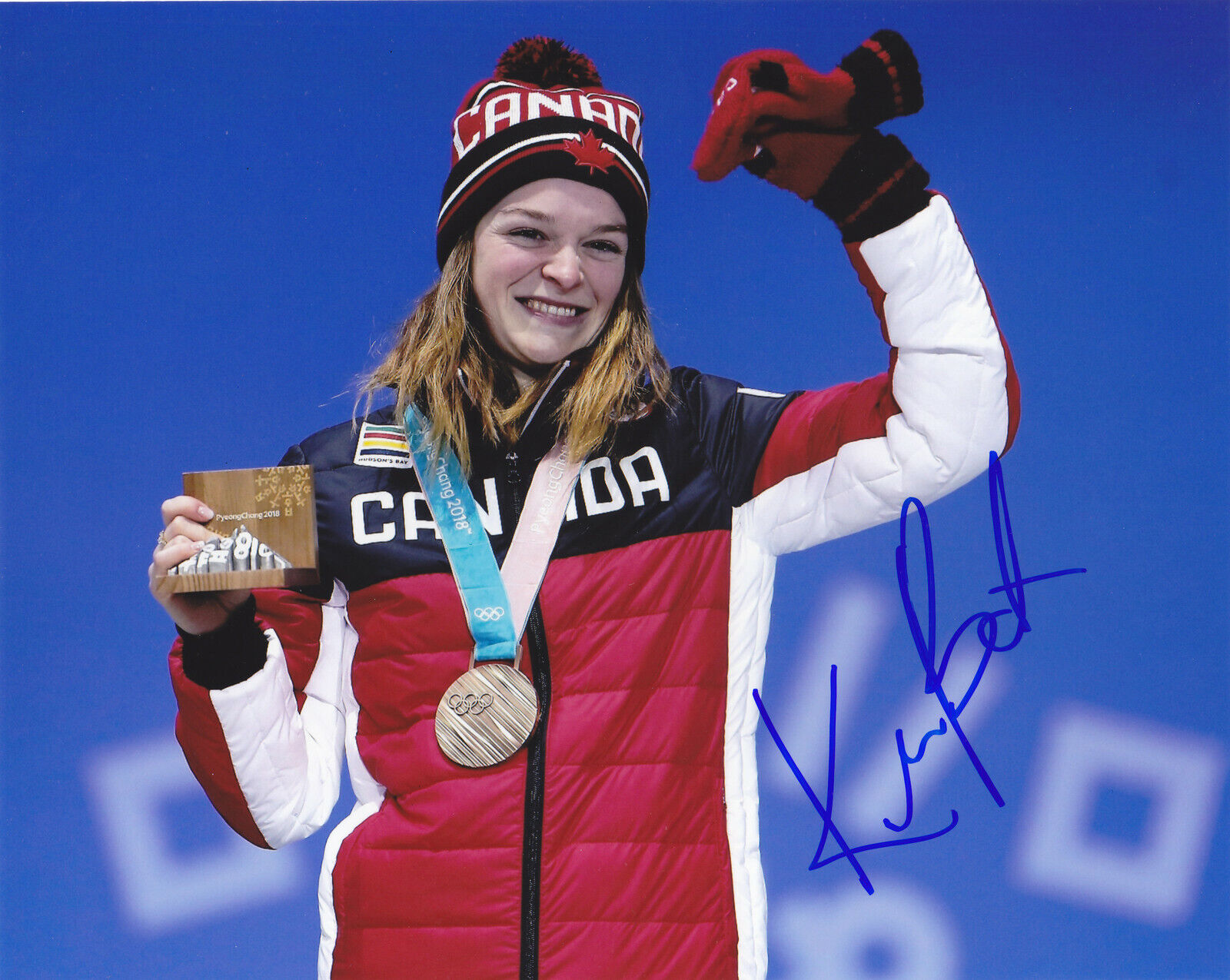 KIM BOUTIN SIGNED 2018 OLYMPICS CANADA SPEED SKATING 8X10 Photo Poster painting EXACT PROOF #2