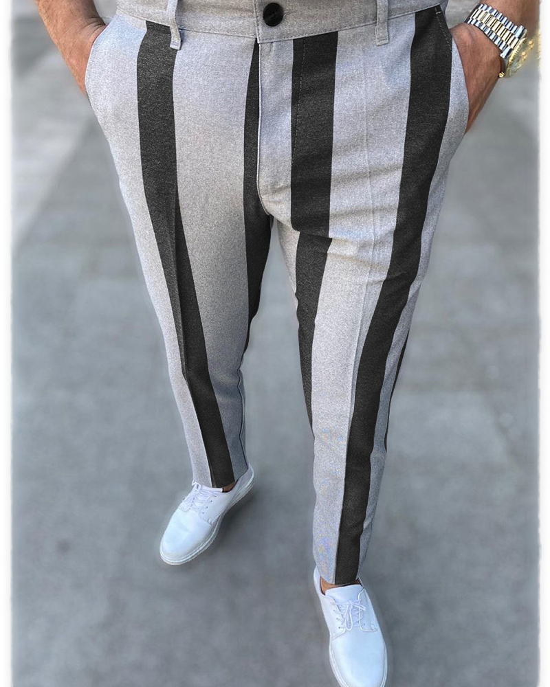 Men's thick striped casual pencil pants