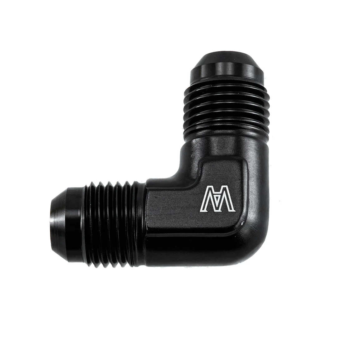 Alloyworks 6AN Male Flare To -6AN Male 90 Degree Fitting Union BLACK 6AN To AN6