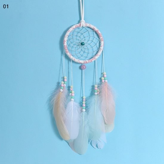 Flying Handmade Dream Catcher with Led Light Gifts Dreamcatcher Feather Pendant Creative Hollow Wind Chimes Wall Hanging