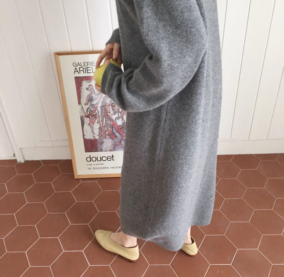 New Autumn Sweater Women Dress Winter Long Sleeve Sweaters Knitted Dresses Womens Warm Loose Maxi Oversize Knitting Robe Vestido