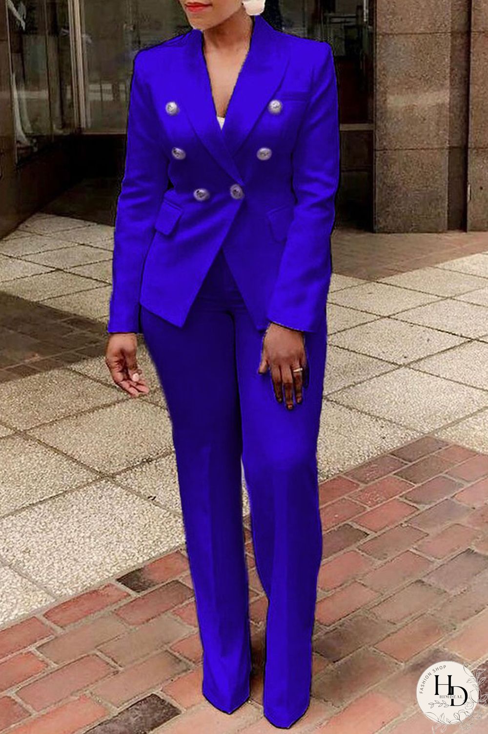 White Casual Solid Patchwork Buttons Turn-back Collar Plus Size Two Pieces