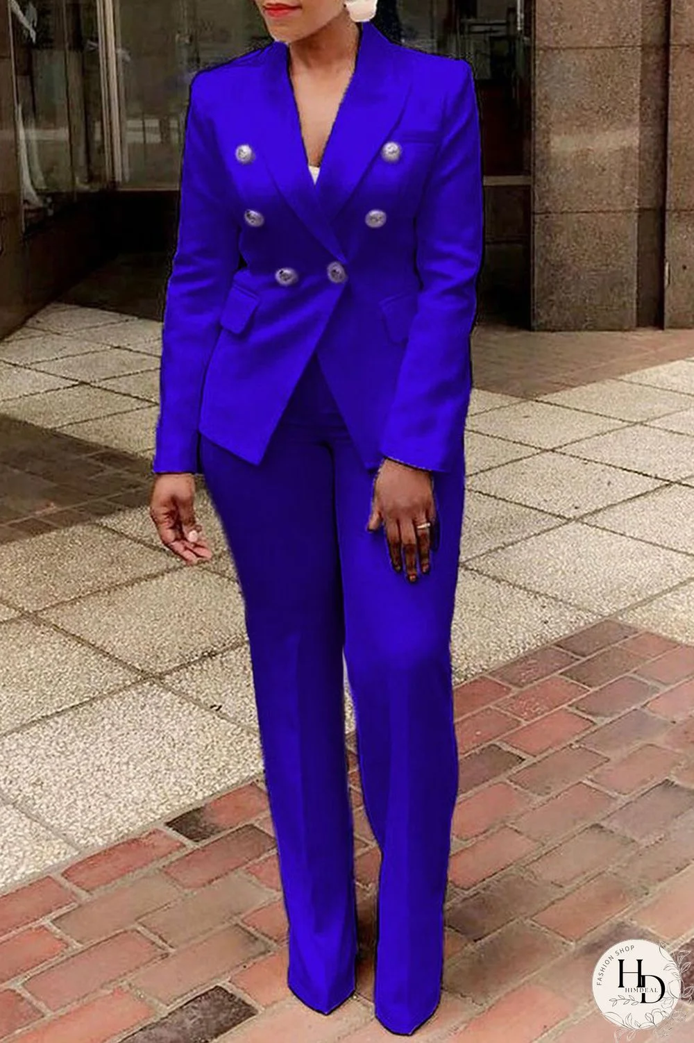 White Casual Solid Patchwork Buttons Turn-back Collar Plus Size Two Pieces