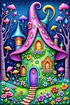 Luxury AB Velvet Diamond Painting Kit - Enchanted Fairy Cottage