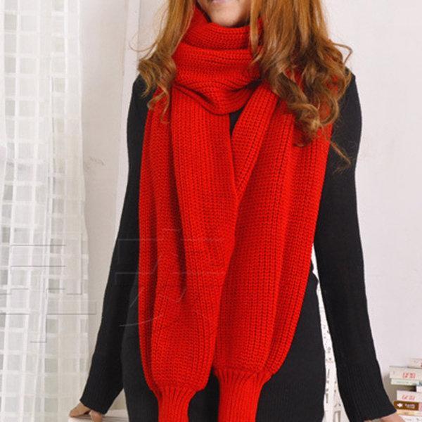 Rotimia Women Unisex Winter Thick Warm Knitted Scarf With Sleeves Long Soft Wraps Scarves Novelty