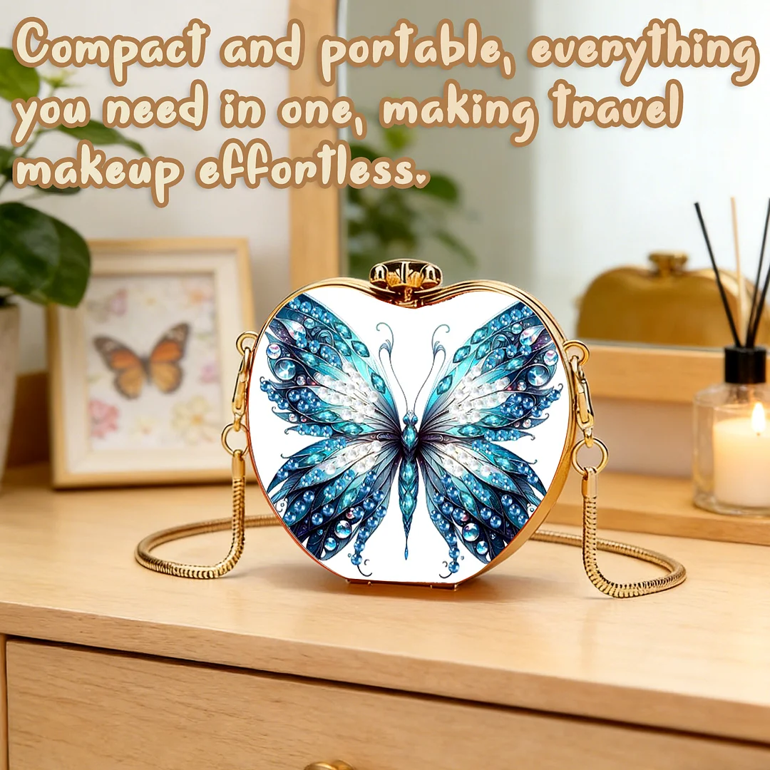 Butterfly D DIY Acrylic Love Diamond Art Painting Card Case Wallet with Chain Small Diamond Painting Crossbody Bag for Adults Women Girls Gift