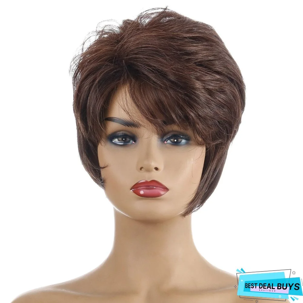 New Mixed Color Chemical Fiber Short Straight Hair Headgear Women