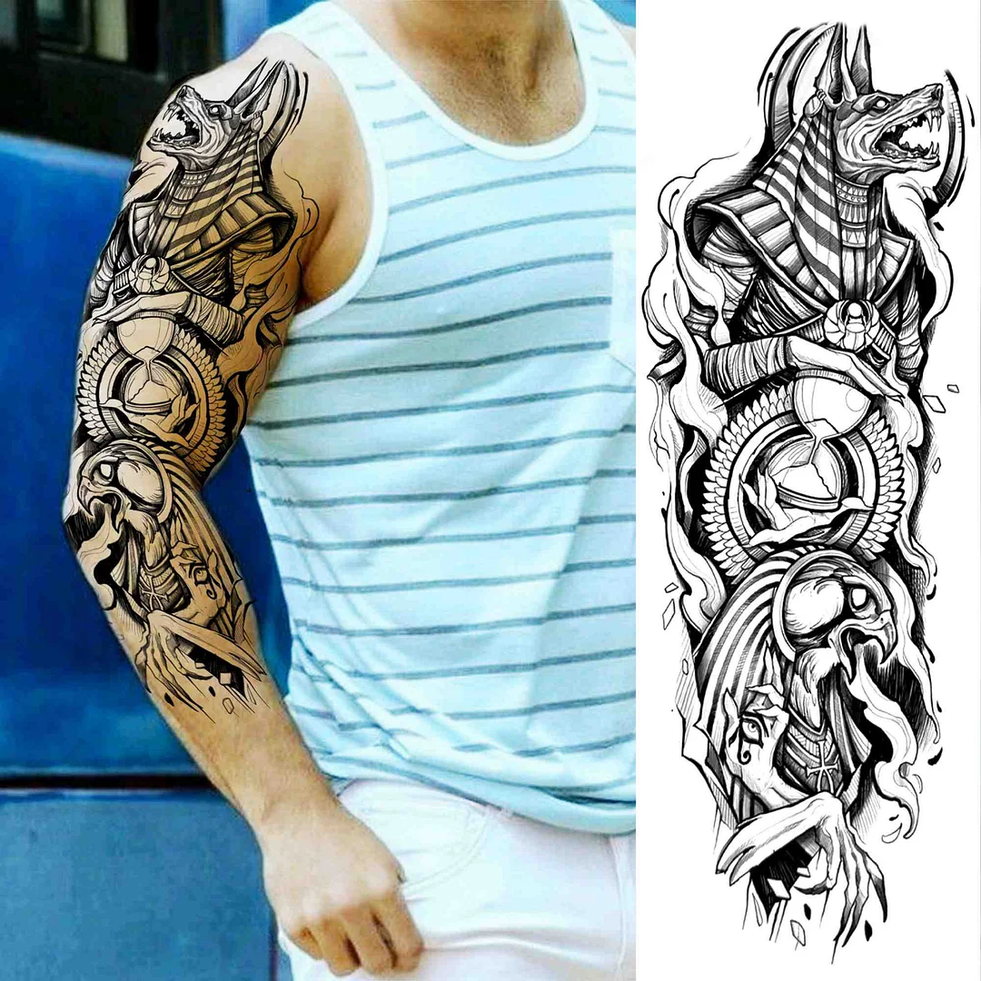 Sexy Wolf Full Flower Arm Temporary Tattoo Stickers For Men Body Art Sleeve Tattoo Decals Girl Women Waterproof Tatoo Fox Legs